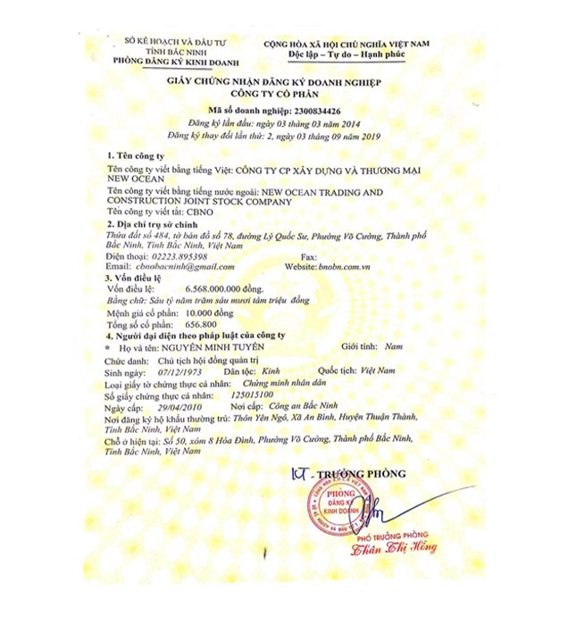 Công Ty CP Xây Dựng & Thương Mại New Ocean